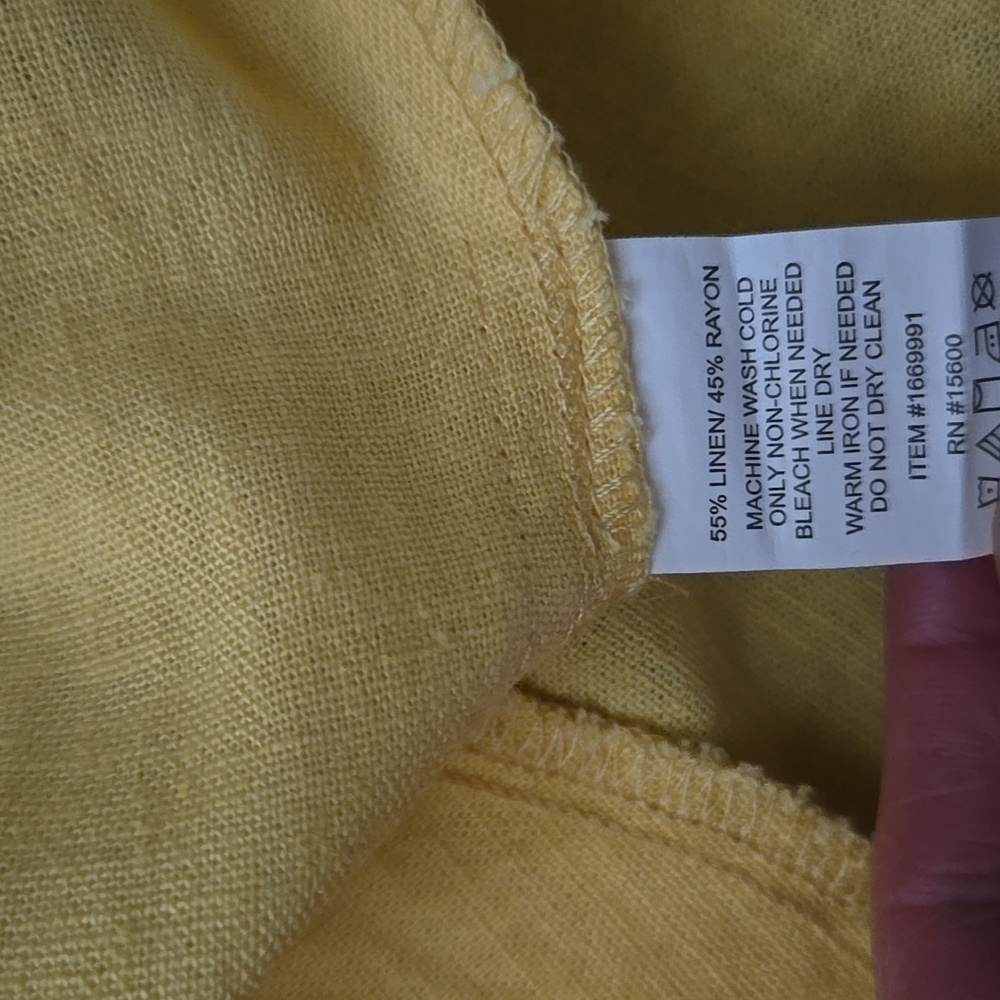 Briggs Yellow V-Neck Linen Sheath Dress with Pockets - Picture 3 of 5